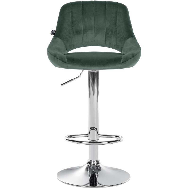 Tabouret de bar en velours Milet, chromé vert