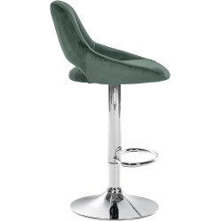 Tabouret de bar en velours Milet, chromé vert