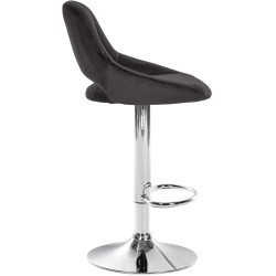 Tabouret de bar en velours Milet, chromé noir