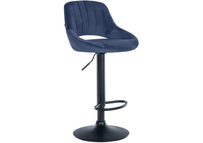 Tabouret de bar Milet en velours noir bleu