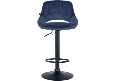 Tabouret de bar Milet en velours noir bleu