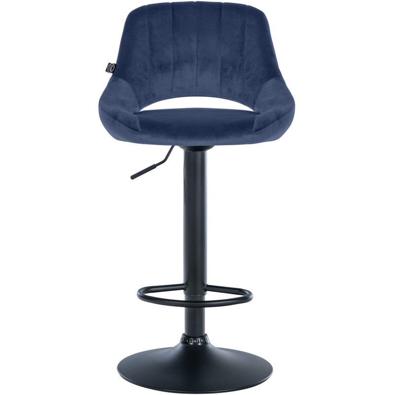Tabouret de bar Milet en velours noir bleu