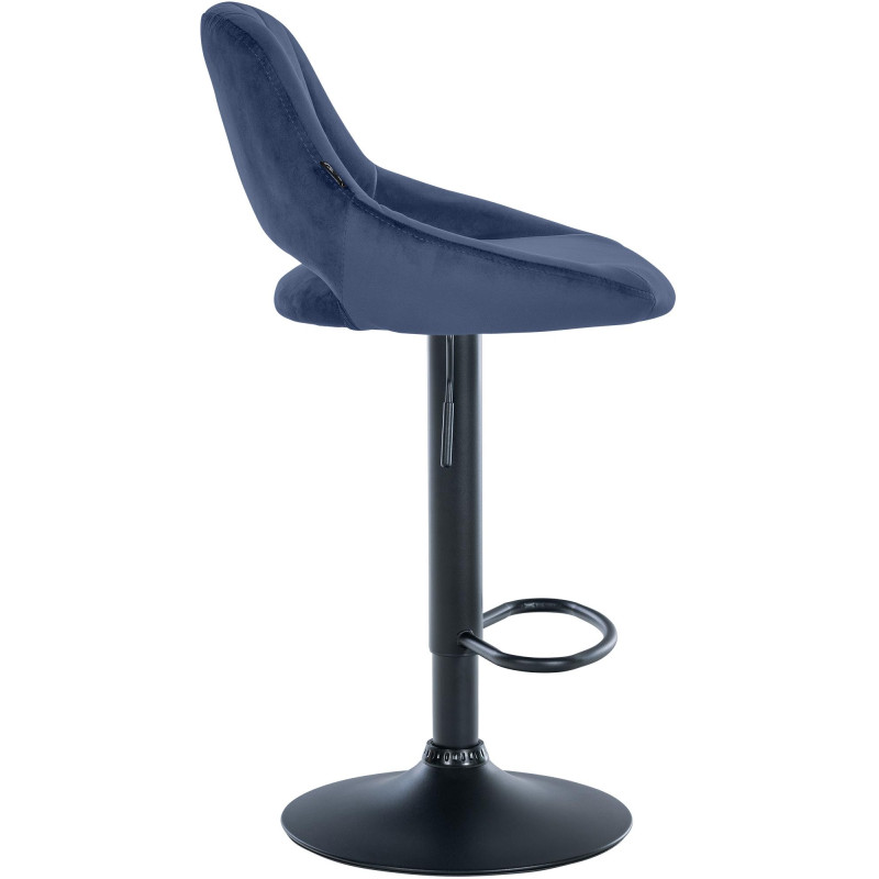 Tabouret de bar Milet en velours noir bleu