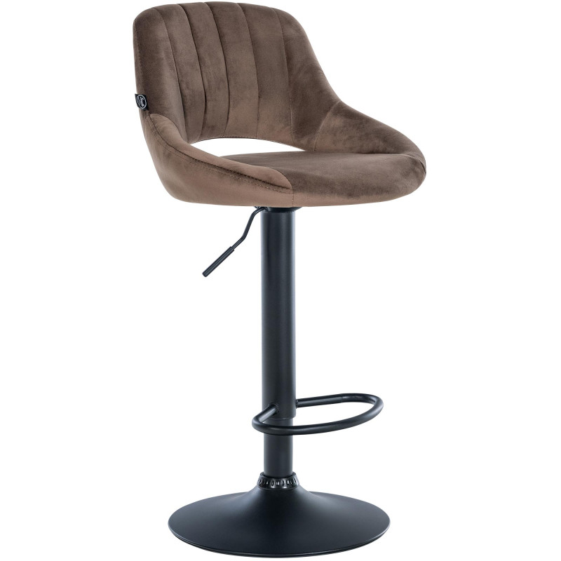 Tabouret de bar Milet en velours noir brun
