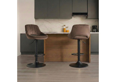 Tabouret de bar Milet en velours noir brun
