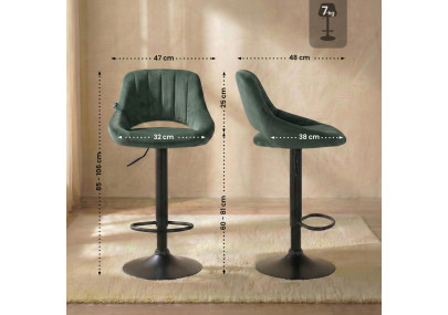 Tabouret de bar Milet en velours noir vert
