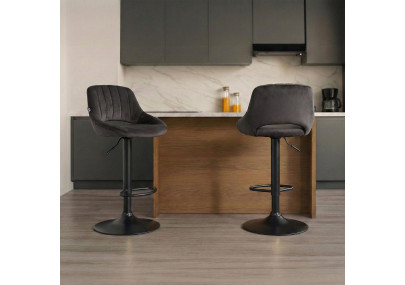 Tabouret de bar Milet en velours noir noir