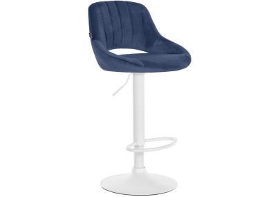 Tabouret de bar Milet en velours blanc bleu