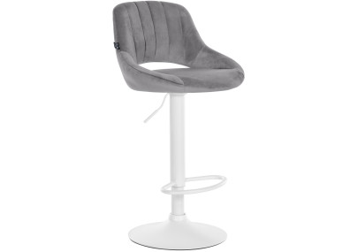 Tabouret de bar Milet en velours blanc gris foncé