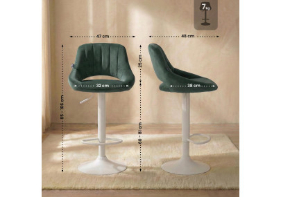 Tabouret de bar Milet en velours blanc vert