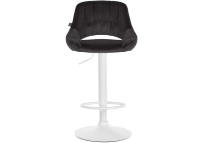 Tabouret de bar Milet en velours blanc noir