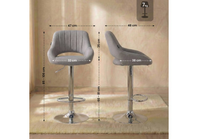 Set di 2 sgabelli da bar in tessuto Milet C grigio