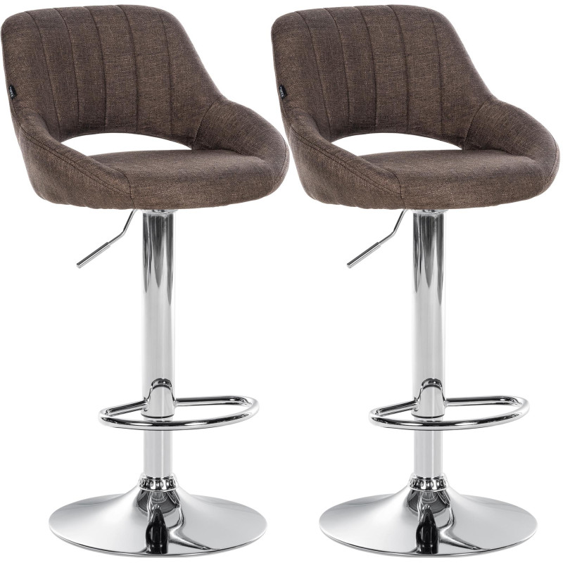 Ensemble de 2 tabourets de bar Milet en tissu C brun