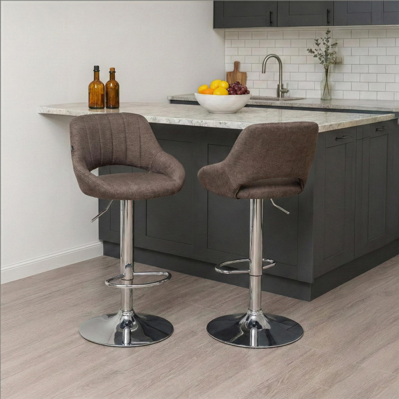 Ensemble de 2 tabourets de bar Milet en tissu C brun