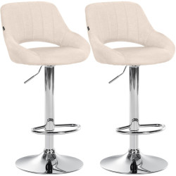 Conjunto de 2 banquetas de bar Milet em tecido C creme