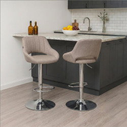 Ensemble de 2 tabourets de bar Milet en tissu C taupe