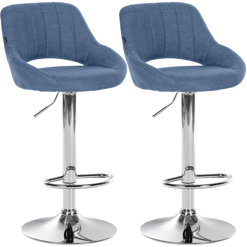Juego de 2 taburetes de bar Milet tapizados en tela azul C