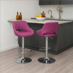 Conjunto de 2 banquetas de bar Milet em tecido roxo