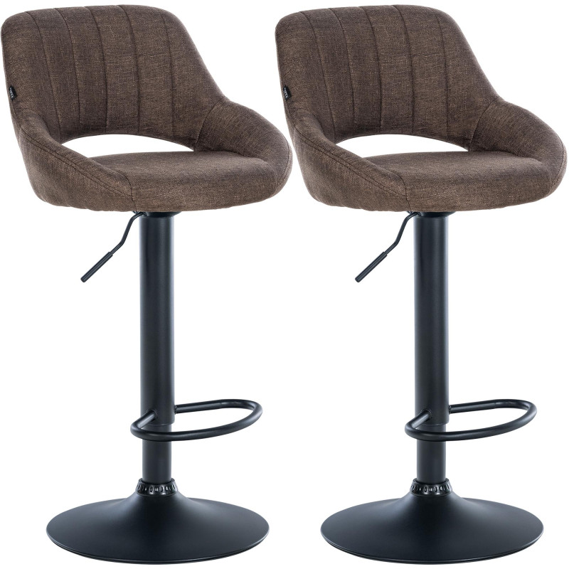Ensemble de 2 tabourets de bar Milet en tissu B brun