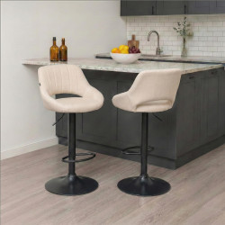 Set di 2 sgabelli da bar in tessuto Milet B crema