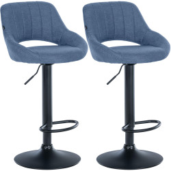 Ensemble de 2 tabourets de bar Milet en tissu B bleu