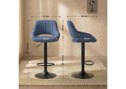 Ensemble de 2 tabourets de bar Milet en tissu B bleu