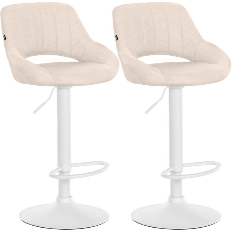 Set di 2 sgabelli da bar in tessuto Milet W crema
