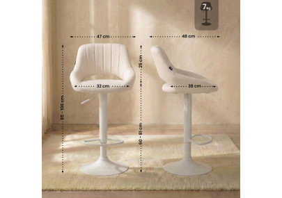 Conjunto de 2 banquetas de bar Milet em tecido creme
