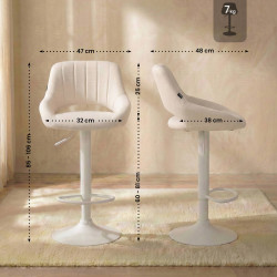 Set di 2 sgabelli da bar in tessuto Milet W crema
