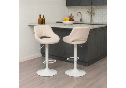 Set di 2 sgabelli da bar in tessuto Milet W crema