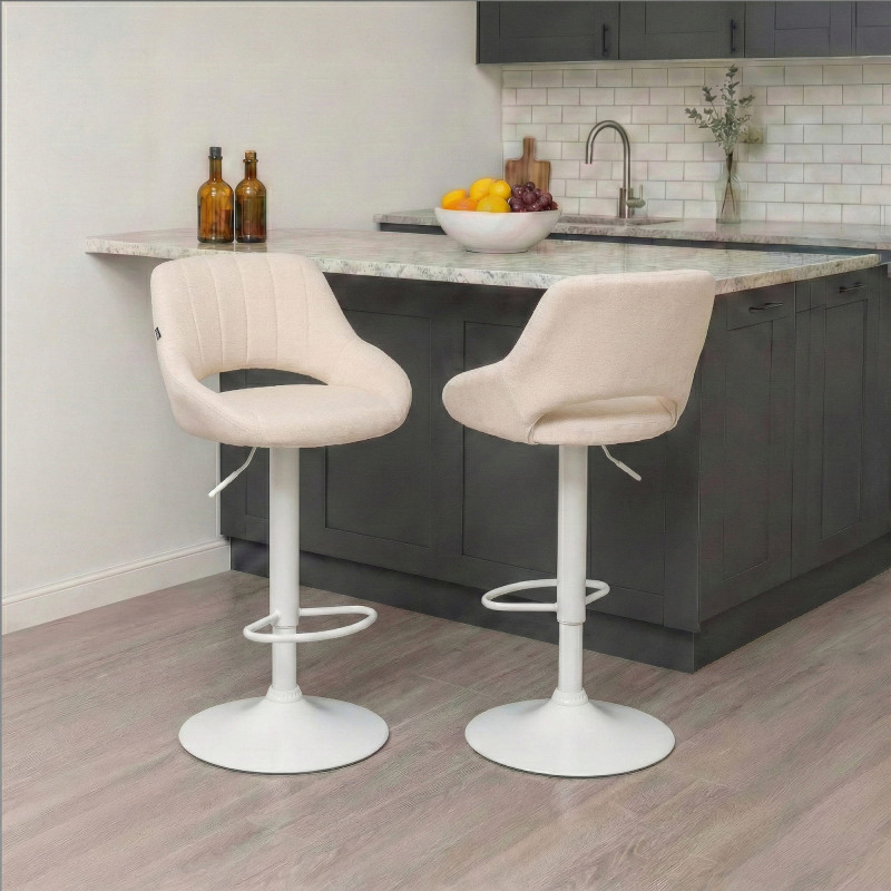 Conjunto de 2 banquetas de bar Milet em tecido creme