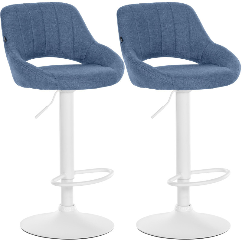 Conjunto de 2 banquetas de bar Milet em tecido azul.