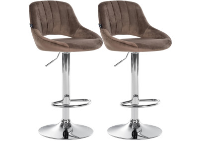 Ensemble de 2 tabourets de bar Milet en velours C brun