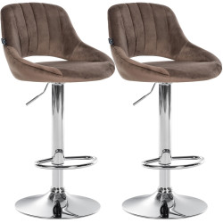 Ensemble de 2 tabourets de bar Milet en velours C brun