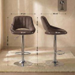 Ensemble de 2 tabourets de bar Milet en velours C brun