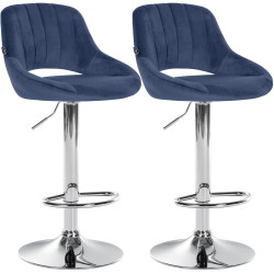 Set di 2 sgabelli da bar in velluto Milet, blu