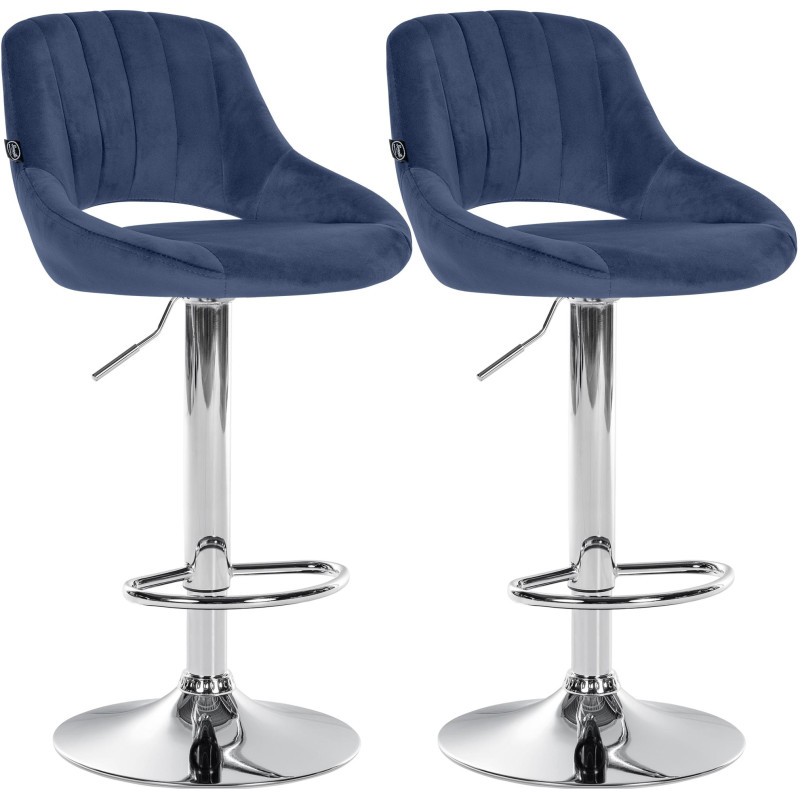 Set di 2 sgabelli da bar in velluto Milet, blu