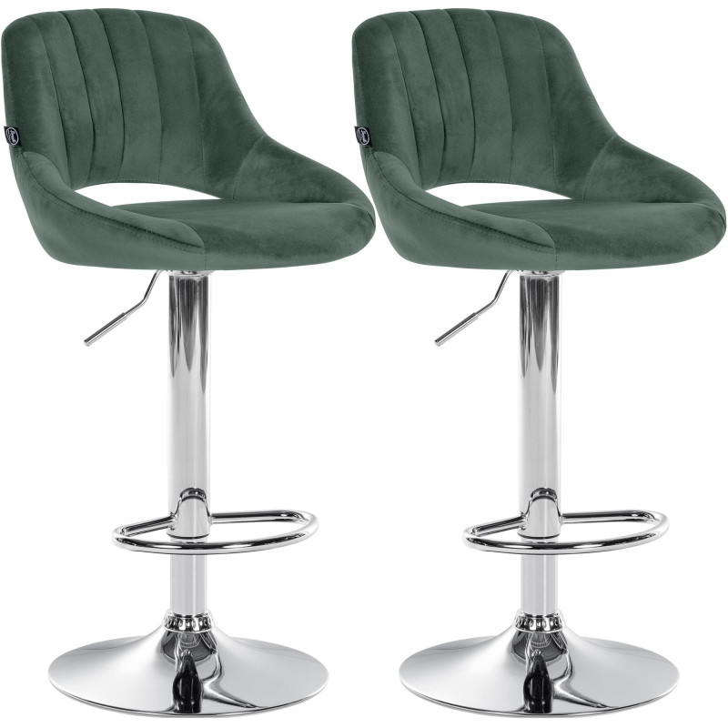 Ensemble de 2 tabourets de bar Milet en velours C vert