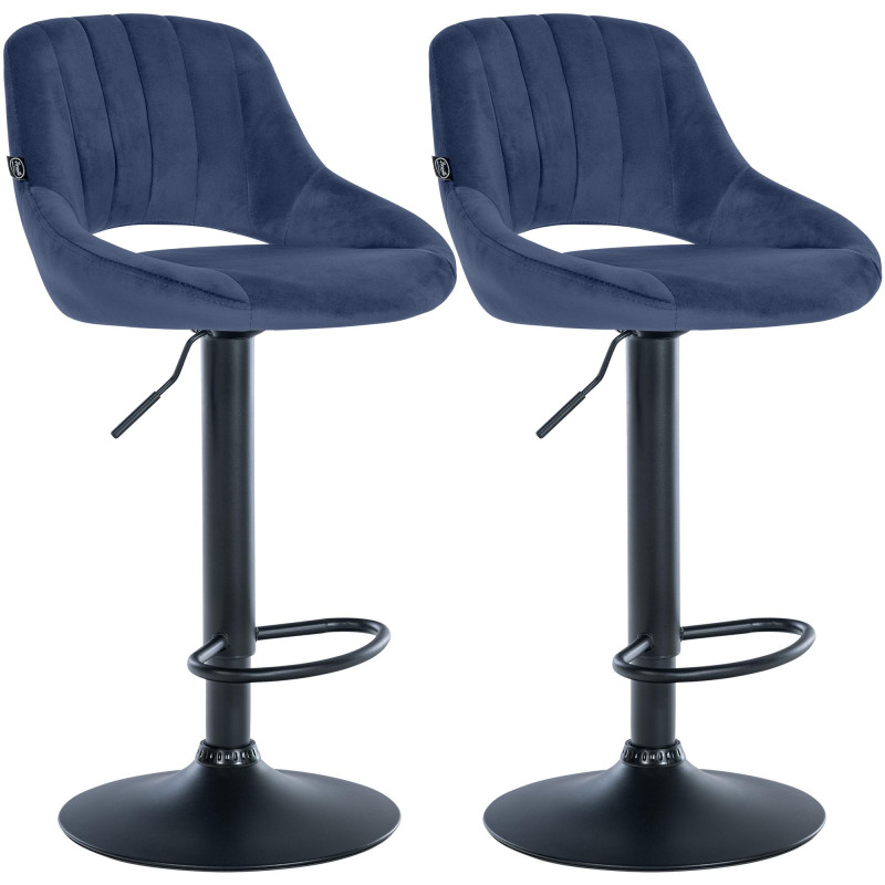 Ensemble de 2 tabourets de bar Milet en velours B bleu