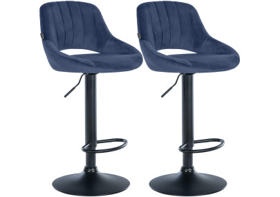 Ensemble de 2 tabourets de bar Milet en velours B bleu