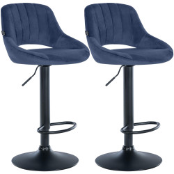 Set di 2 sgabelli da bar in velluto Milet, blu