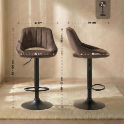 Set di 2 sgabelli da bar Milet velluto B marrone