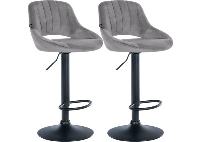 Ensemble de 2 tabourets de bar Milet en velours B gris foncé