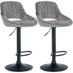 Ensemble de 2 tabourets de bar Milet en velours B gris foncé