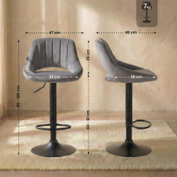 Ensemble de 2 tabourets de bar Milet en velours B gris foncé
