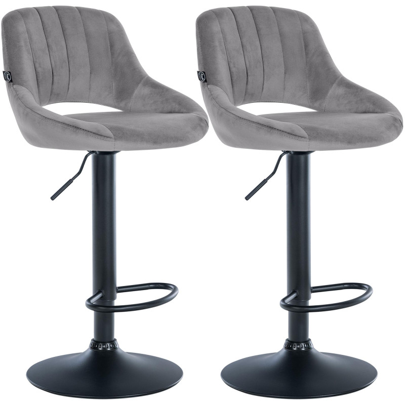 Conjunto de 2 banquetas de bar Milet em veludo cinza escuro