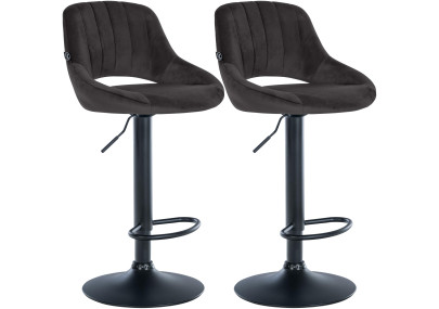 Set de 2 Taburetes de bar Milet en terciopelo Negro,Metal negro mate