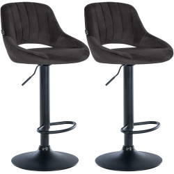 Conjunto de 2 banquetas de bar Milet em veludo preto.