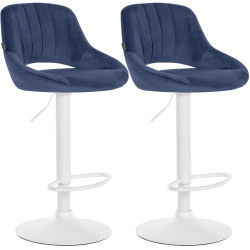 Juego de 2 taburetes de bar Milet de terciopelo, azules
