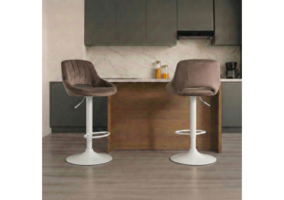 Set di 2 sgabelli da bar Milet velluto W marrone
